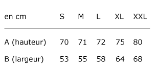Guide des tailles - Homme | Coupe droite - Coton bio - S, M, L et XL