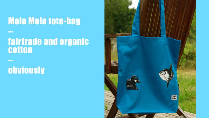 Mola mola tote bag sunfish fairtrade and organic cotton by Dykkeren the eco-friendly divewear